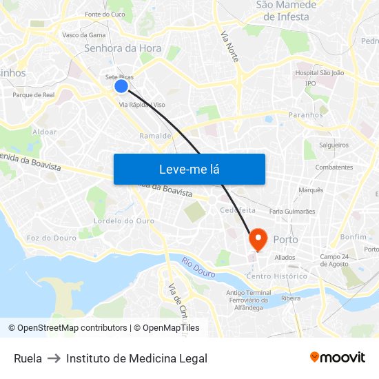 Ruela to Instituto de Medicina Legal map