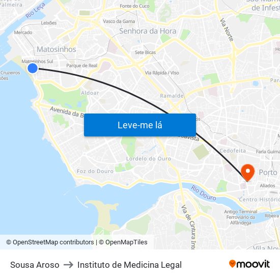 Sousa Aroso to Instituto de Medicina Legal map