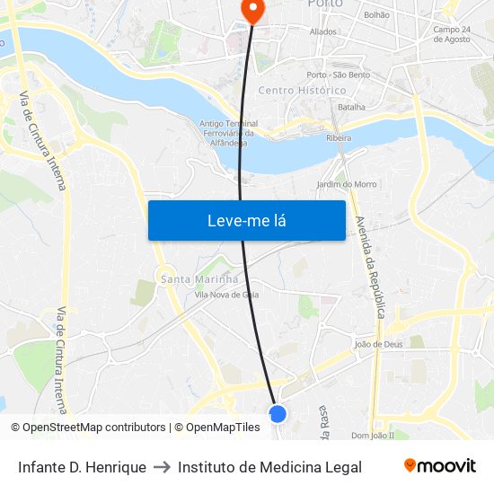 Infante D. Henrique to Instituto de Medicina Legal map