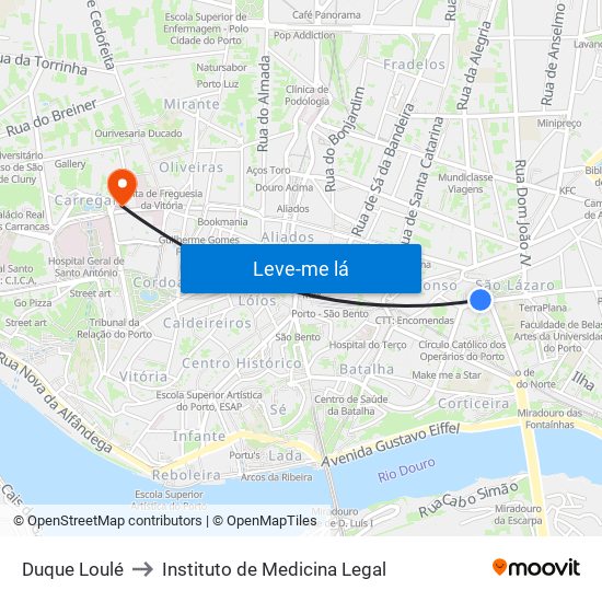 Duque Loulé to Instituto de Medicina Legal map