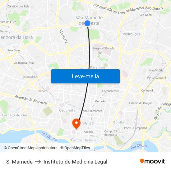 S. Mamede to Instituto de Medicina Legal map