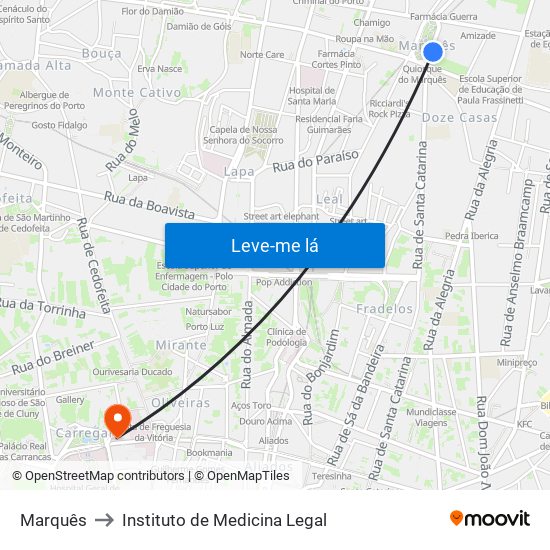 Marquês to Instituto de Medicina Legal map