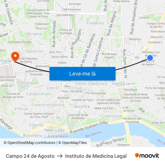 Campo 24 de Agosto to Instituto de Medicina Legal map