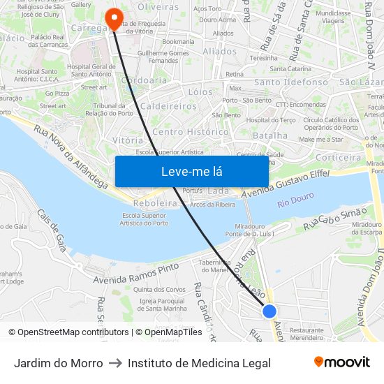 Jardim do Morro to Instituto de Medicina Legal map