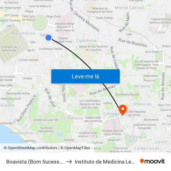 Boavista (Bom Sucesso) to Instituto de Medicina Legal map