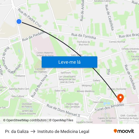 Pr. da Galiza to Instituto de Medicina Legal map