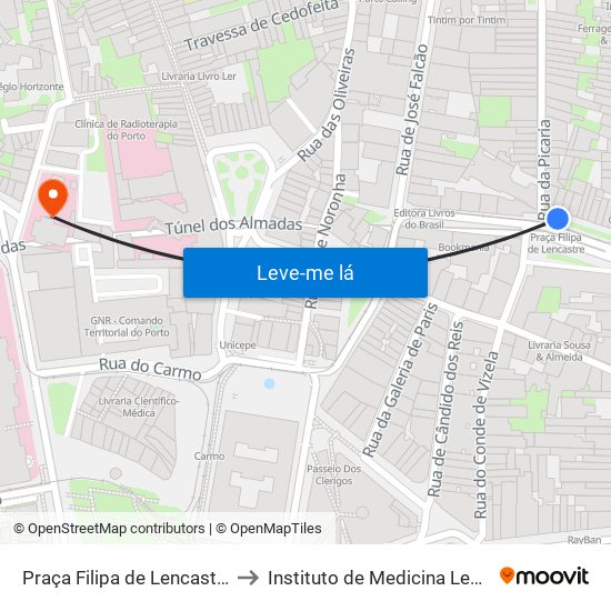 Praça Filipa de Lencastre to Instituto de Medicina Legal map