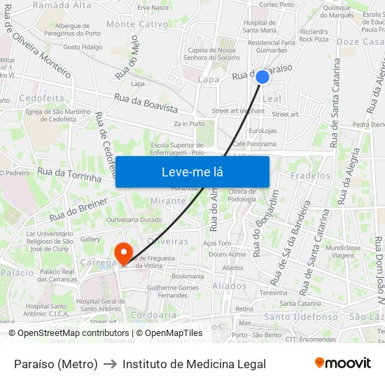 Paraíso (Metro) to Instituto de Medicina Legal map