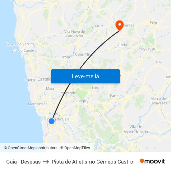 Gaia - Devesas to Pista de Atletismo Gémeos Castro map