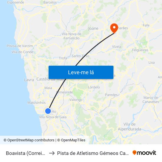 Boavista (Correios) to Pista de Atletismo Gémeos Castro map