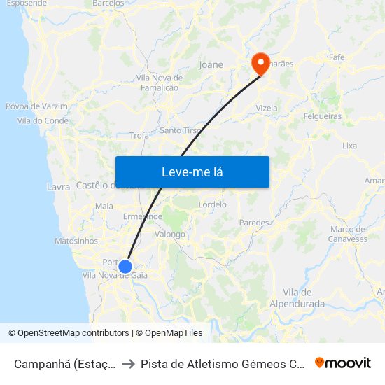 Campanhã (Estação) to Pista de Atletismo Gémeos Castro map