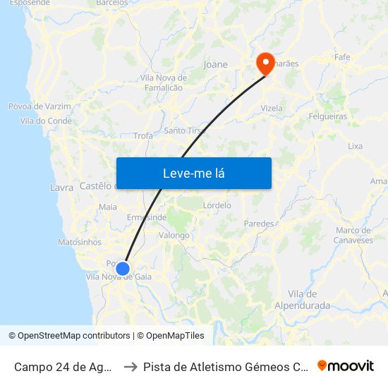 Campo 24 de Agosto to Pista de Atletismo Gémeos Castro map