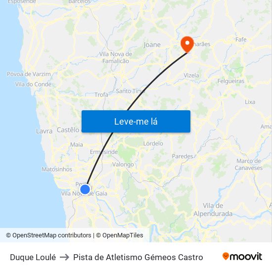 Duque Loulé to Pista de Atletismo Gémeos Castro map