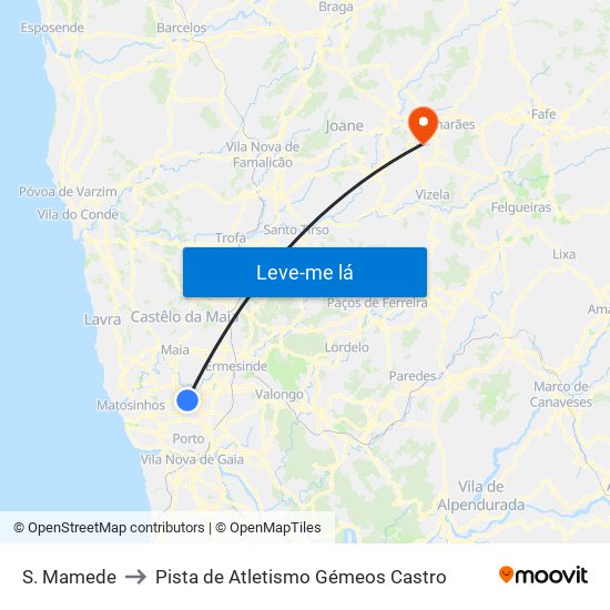 S. Mamede to Pista de Atletismo Gémeos Castro map
