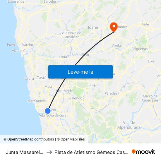 Junta Massarelos to Pista de Atletismo Gémeos Castro map