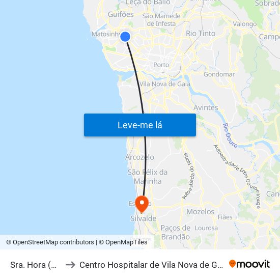 Sra. Hora (Hiper) to Centro Hospitalar de Vila Nova de Gaia / Espinho map