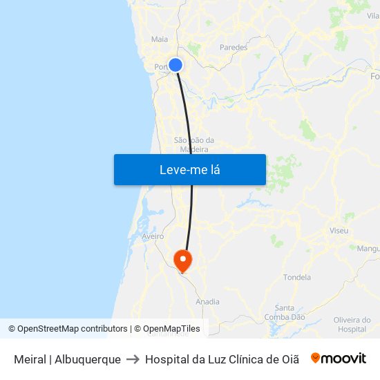 Meiral | Albuquerque to Hospital da Luz Clínica de Oiã map