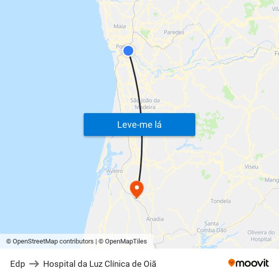 Edp to Hospital da Luz Clínica de Oiã map