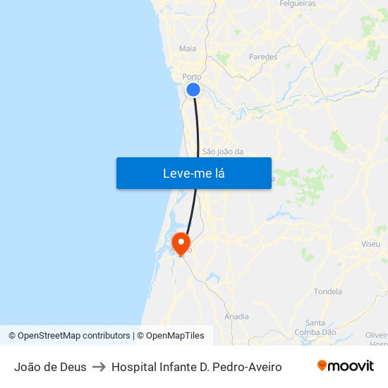 João de Deus to Hospital Infante D. Pedro-Aveiro map