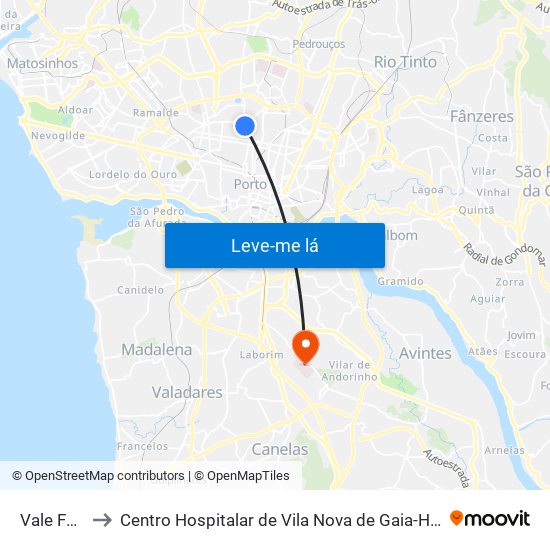 Vale Formoso to Centro Hospitalar de Vila Nova de Gaia-Hospital Eduardo Santos Silva map