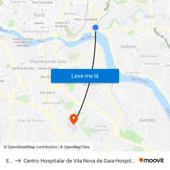 Edp to Centro Hospitalar de Vila Nova de Gaia-Hospital Eduardo Santos Silva map