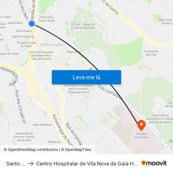 Santo Ovídio to Centro Hospitalar de Vila Nova de Gaia-Hospital Eduardo Santos Silva map