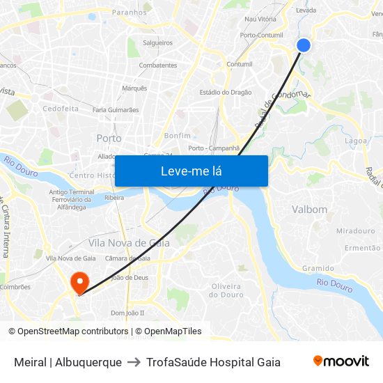 Meiral | Albuquerque to TrofaSaúde Hospital Gaia map