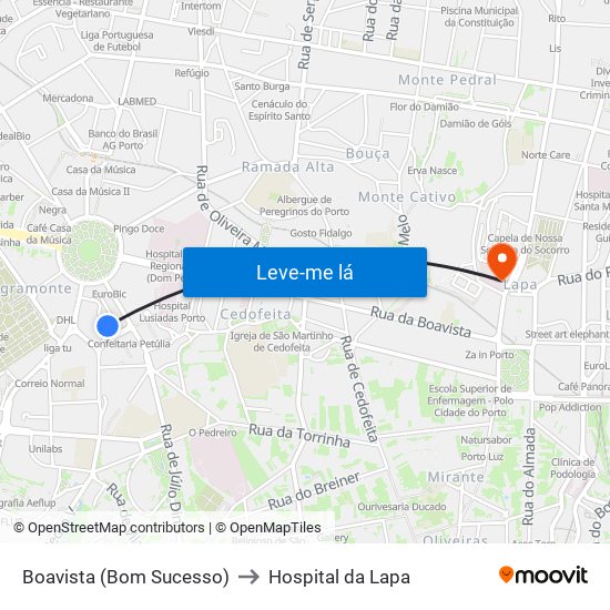 Boavista (Bom Sucesso) to Hospital da Lapa map