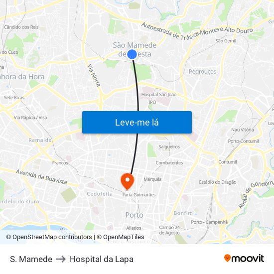 S. Mamede to Hospital da Lapa map