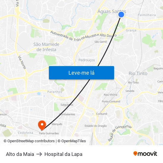 Alto da Maia to Hospital da Lapa map