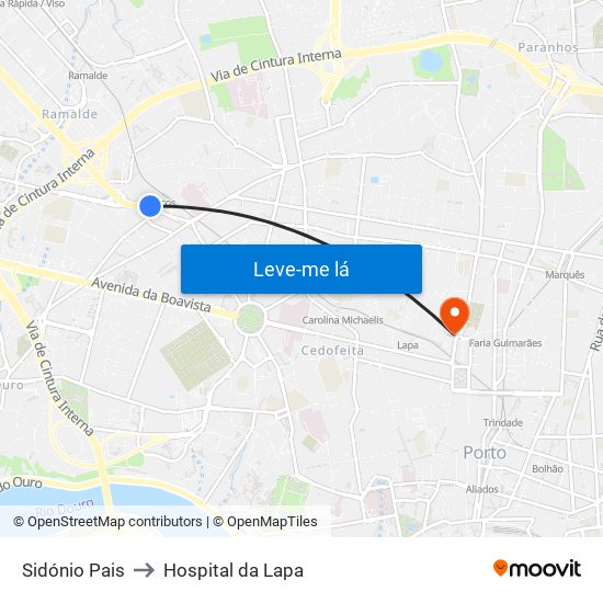 Sidónio Pais to Hospital da Lapa map