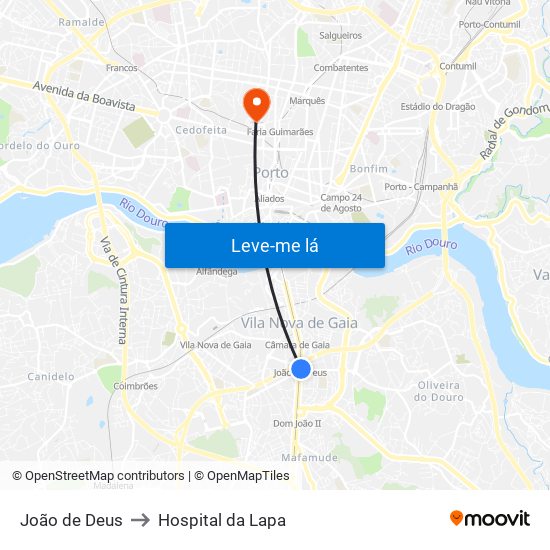 João de Deus to Hospital da Lapa map