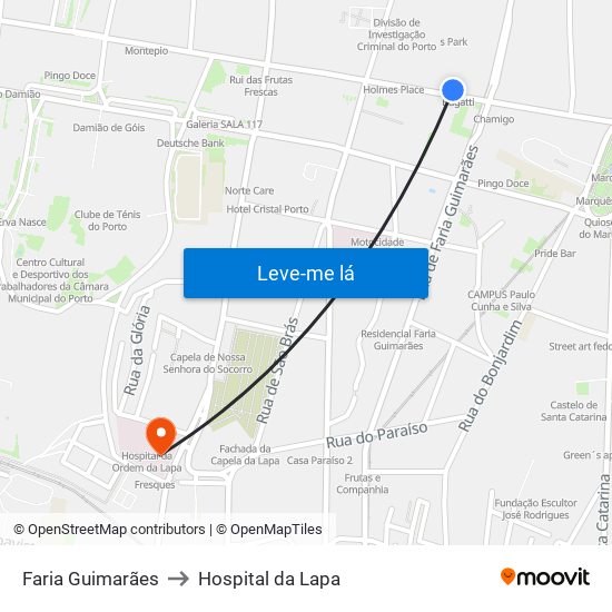 Faria Guimarães to Hospital da Lapa map