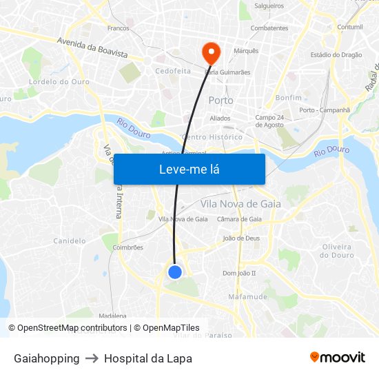 Gaiahopping to Hospital da Lapa map