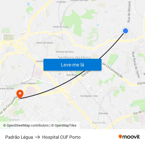 Padrão Légua to Hospital CUF Porto map