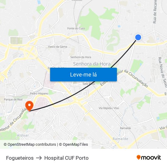 Fogueteiros to Hospital CUF Porto map