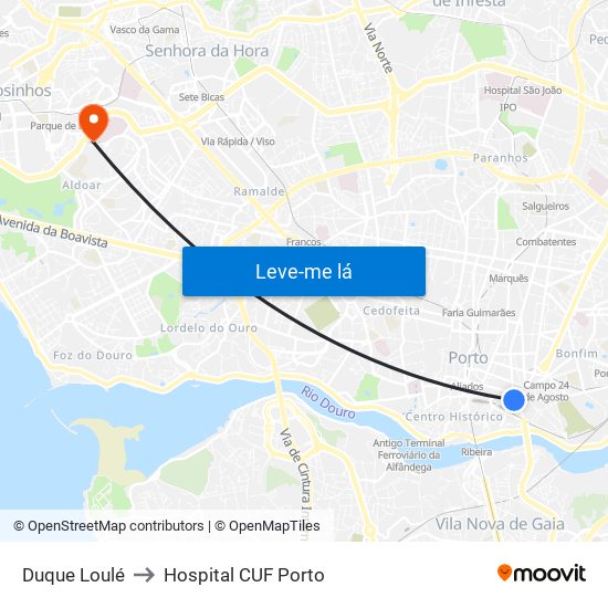 Duque Loulé to Hospital CUF Porto map