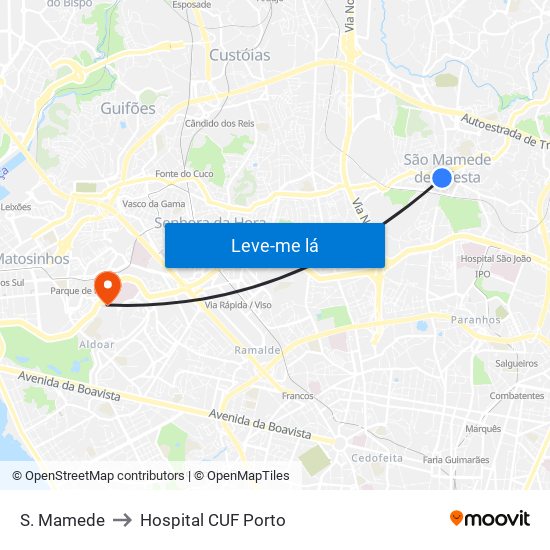 S. Mamede to Hospital CUF Porto map