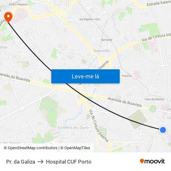 Pr. da Galiza to Hospital CUF Porto map