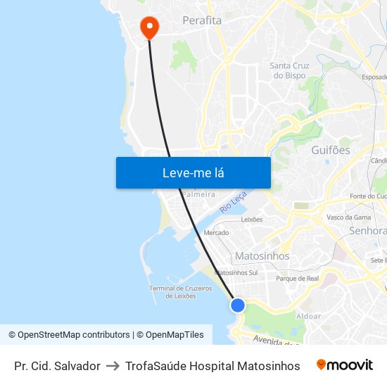 Pr. Cid. Salvador to TrofaSaúde Hospital Matosinhos map