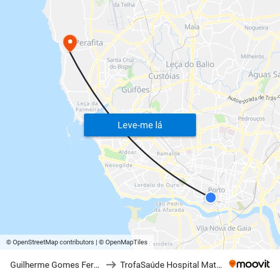 Guilherme Gomes Fernandes to TrofaSaúde Hospital Matosinhos map