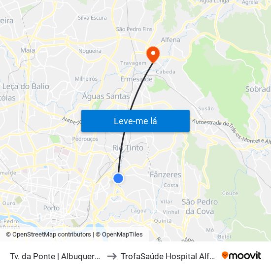 Tv. da Ponte | Albuquerque to TrofaSaúde Hospital Alfena map