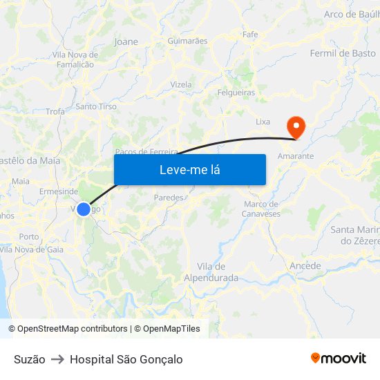 Suzão to Hospital São Gonçalo map