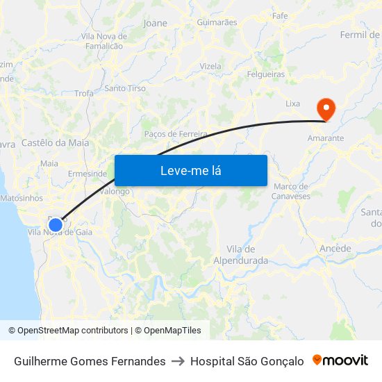 Guilherme Gomes Fernandes to Hospital São Gonçalo map