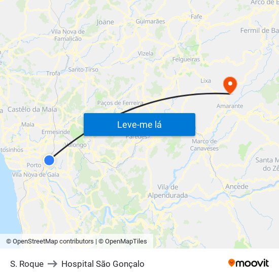 S. Roque to Hospital São Gonçalo map