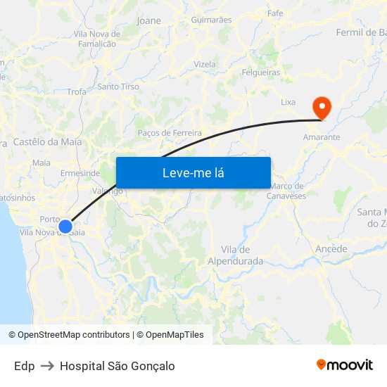 Edp to Hospital São Gonçalo map