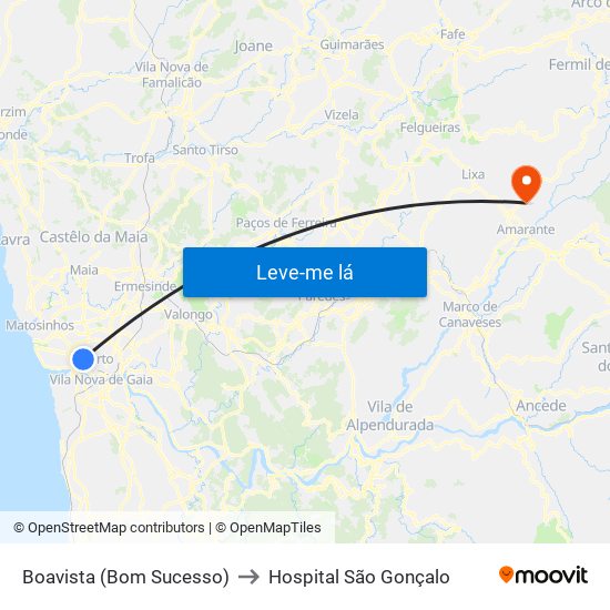 Boavista (Bom Sucesso) to Hospital São Gonçalo map