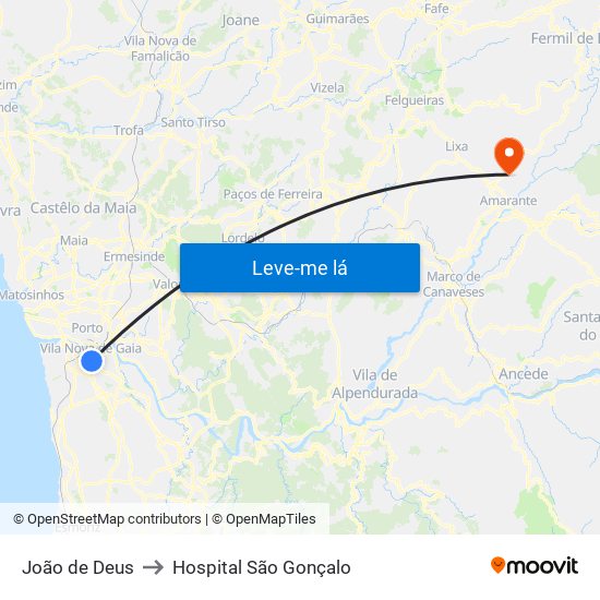 João de Deus to Hospital São Gonçalo map