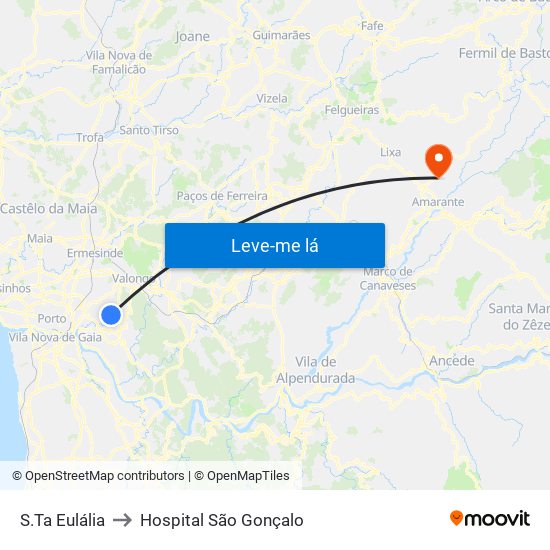 S.Ta Eulália to Hospital São Gonçalo map