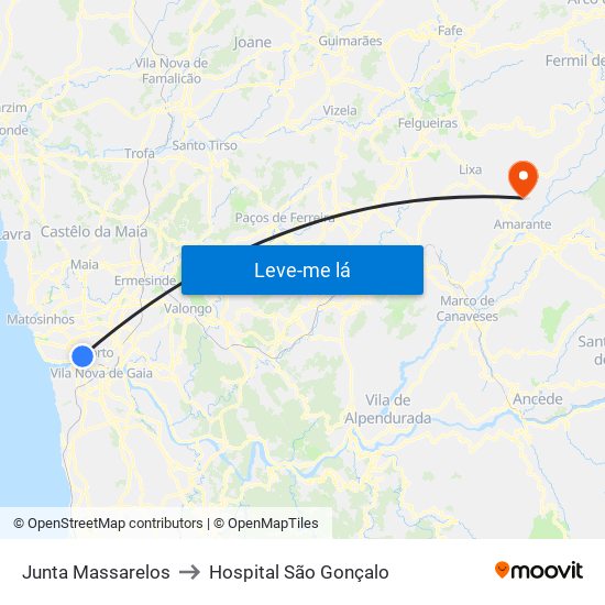 Junta Massarelos to Hospital São Gonçalo map